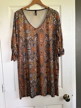 Viereck Paisley Shift Dress in Rust Multi